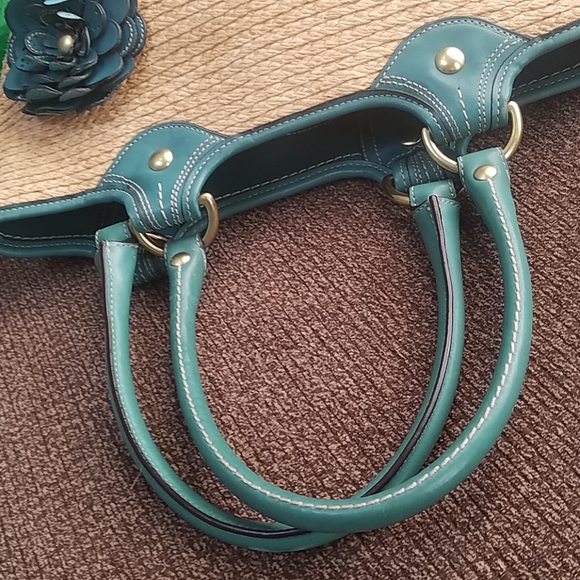 Coach Bleeker straw and turquoise leather set - Picture 3 of 8